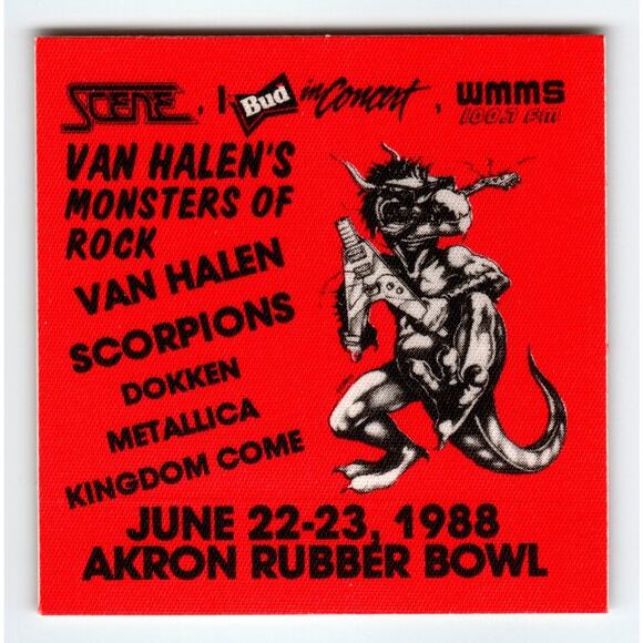 Van Halen Monsters Of Rock Music Backstage Pass Scorpions Metallica Dokken Demon - Picture 1 of 2